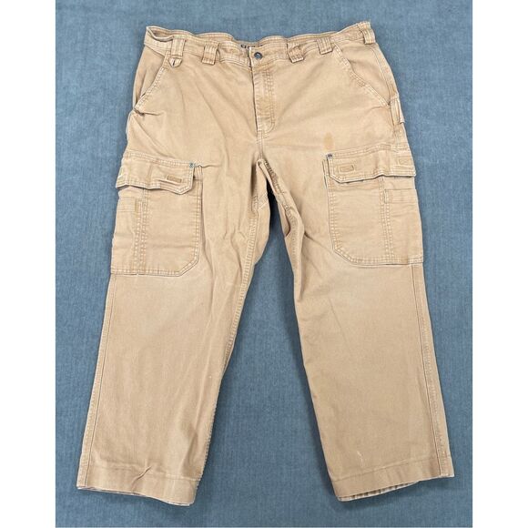 Duluth Flex Fire‎ Hose Cargo Pants Mens 42x32 Brown Workwear Utility Pockets - Picture 1 of 11